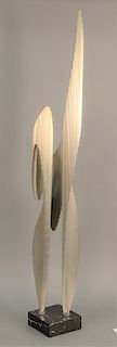 Ahmad Al - Shaikhly (B1941), "Intimacy", abstract metal sculpture, signed titled and dated on base Intimacy, Oct 1977, AL-Shaikhly with revolving base