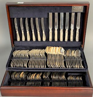 Tiffany and Company Sterling Silver Flatware, Colonial pattern, one hundred fifty six pieces to include twelve dinner forks, twelve lunch forks, twent