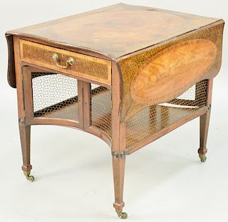 A George III Mahogany, Tulipwood, Wenge, Kingwood, And Plum Pudding Burr Veneered Supper Table, circa 1775, possibly by Mayhew and Ince, the serpentin