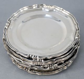 Set of Eleven Sterling Plates, marked Juarez Mexico 950 Prieto. diameter 6 inches, 61.4 troy ounces.