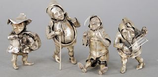 Buccellati Silver, four men set, marked Buccellati Italy, one head is off but available. height 3 inches to 3 3/4 inches.