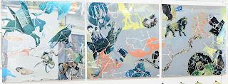 Robert Rauschenberg (1925 - 2008), set of three "Star Quarters Panels", screenprint in colors on perspex, signed lower left of first panel Rauschenber