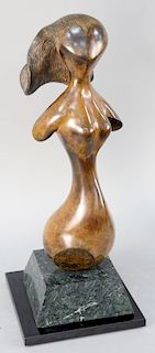 L Young, bronze figural sculpture of a nude woman with flowing hair signed L Young numbered 6/10, base marked Dominion Gallery Montreal. height 24 1/2