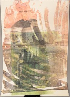 Robert Rauschenberg (1925 - 2008), St. John the Divine Cathedral print 199, lithograph in color on woven paper, pencil signed numbered and dated Rausc