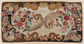 American hooked rug, late 19th c., with a cornuco