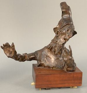David Aronson (1923 - 2015), "Virtuoso", bronze bust of clown, signed and numbered on back of bronze Aronson 89/250. total height 12 1/2 inches, widt