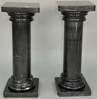 Pair of Black Marble Pedestals, 20th century. height 37 inches, top: 14" x 14".