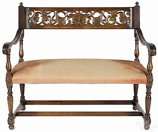Gothic style love seat, 38'' h., 45'' w.