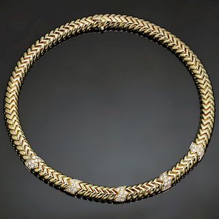 BULGARI Spiga Diamond 18k Yellow Gold Necklace