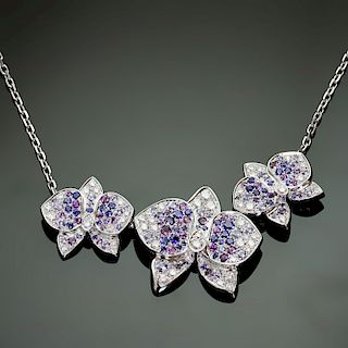 CARTIER Caresse D'Orchidees Diamond Sapphire Amethyst Necklace