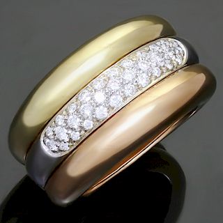 CARTIER Diamond 18k Tri-Color Gold Large Ring