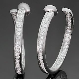 CARTIER Inside Out Diamond 18k White Gold Large Hoop Earrings