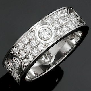 CARTIER Love Diamond 18k White Gold Ring Box Papers