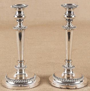Pair of Sheffield silver plated candlesticks, 19t