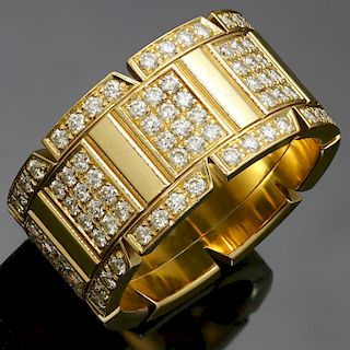 CARTIER Tank Francaise Diamond 18k Yellow Gold Large Band Ring