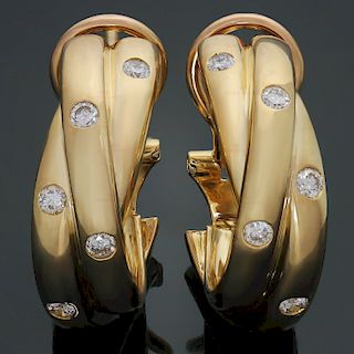 CARTIER Trinity Diamond 18k Yellow Gold Wrap Earrings