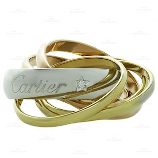 CARTIER Trinity La Belle Diamond 18k Tri-Gold 6-Band Ring