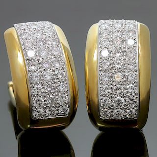 DAVID WEBB Diamond Platinum 18k Yellow Gold Clip-on Earrings