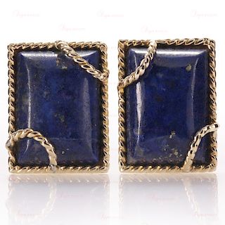 DAVID WEBB Lapis Lazuli 18k Yellow Gold Clip-on Earrings