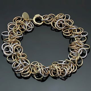 HERMES Round Hoop Link 18k Two-Tone Gold Bracelet