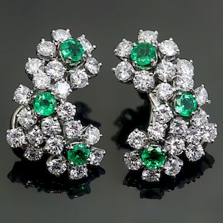 TIFFANY & CO. Diamond Emerald Platinum Clip-on Earrings