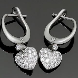 TIFFANY & CO. Diamond Platinum French Heart Earrings