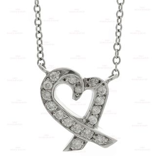 TIFFANY & CO. Loving Heart Diamond Platinum Pendant Necklace