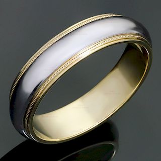 TIFFANY & CO. Milgrain Platinum 18k Yellow Gold Wedding Band Ring