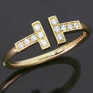 TIFFANY & CO. T Wire Diamond 18k Yellow Gold Ring