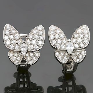 VAN CLEEF & ARPELS Butterfly Diamond White Gold Earrings