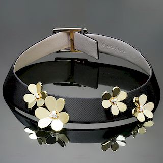 VAN CLEEF & ARPELS Frivole Flower Diamond 18k Yellow Gold Choker Necklace