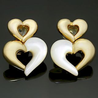 VAN CLEEF & ARPELS Mother-of-Pearl 18k Yellow Gold Heart Clip-on Earrings