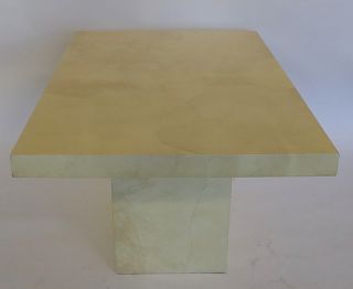Karl Springer Style Parchment Pedestal Table