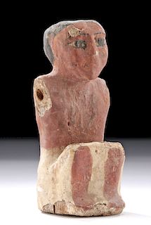 Egyptian Painted Wood / Gesso Seated Boatman