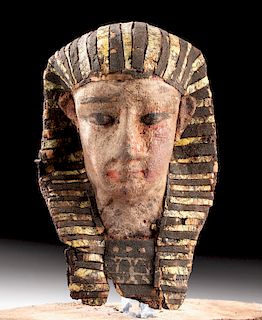 Egyptian Ptolemaic Painted Linen Corn Mummy Head