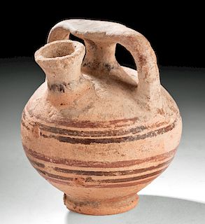 Greek Mycenaean Bi-chrome Stirrup Jar