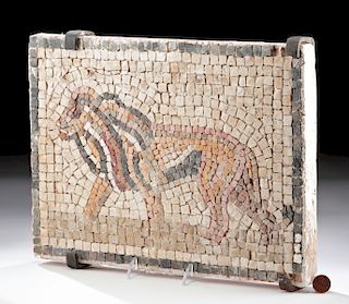 Stunning Roman Stone Mosaic of Lion