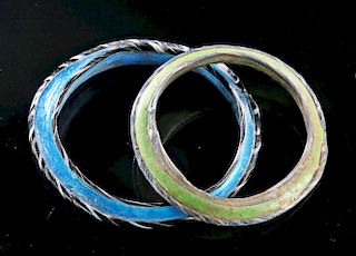 Lot of 2 Byzantine Glass Bracelets - Beautiful Colors