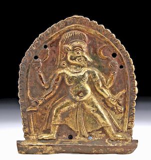 16th C. Nepalese Gilt Bronze Plaque of Vajrayogini