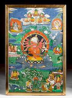 19th C. Tibetan Thangka of Ganapati / Ganesha