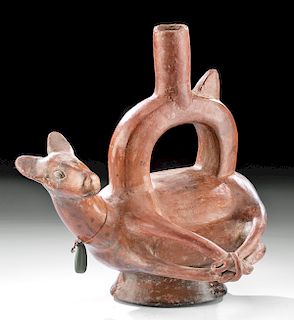 Chimu Pottery Stirrup Spout Vessel - Llama Form