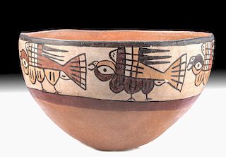 Nazca Polychrome Bowl with Flying Parrots