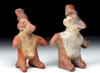 Pair of Jalisco Sheepface Pottery Figures