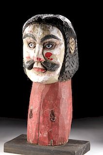 Early 20th C. Mexican Folk Art Wood Carving of a Dandy