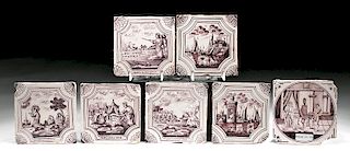 18th C. Dutch Porcelain Tiles w/ Biblical Scenes (7)
