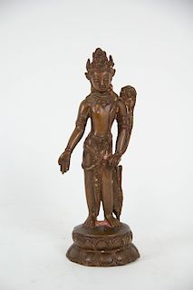 A Nepalese Bronze Figure of Maitreya.