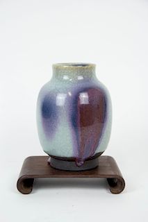 A Japanese Purple Splashed Junyao Vase.