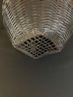 Dark Ikebana Basket with Flat Rim