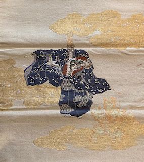 Embroidered Fukusa of Okina Dancer, Late Edo