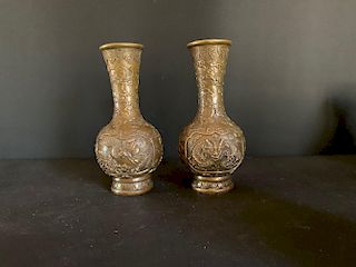 Pair Bronze Vases, Qing Dynasty